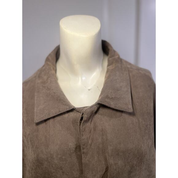 The Territory Ahead Mens M Trench Coat Solid Olive Button-Front Flannel Lined - Picture 4 of 11